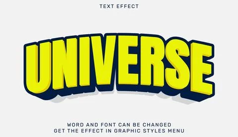 Universe text effect template in 3d design Stock Illustration