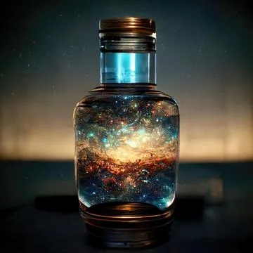 Universe trapped inside a bottle Stock Illustration