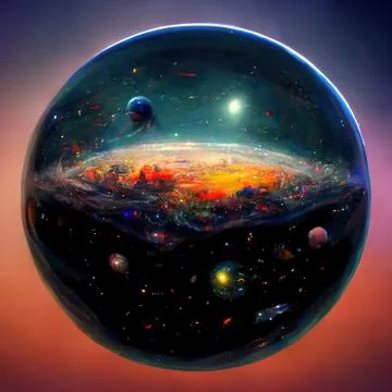 Universe trapped inside a marble Stock Illustration