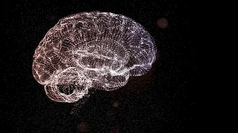 The universe within an abstrct brain mockup floating in space. Vídeo Stock 121801005