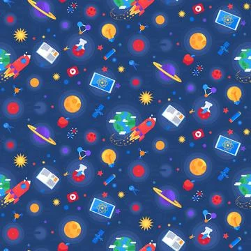 Universe world knowledge seamless pattern vector 스톡 일러스트