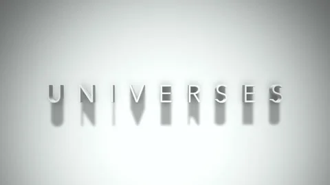 Universes 3D title animation with shadows on a white background Stock Footage 297388059