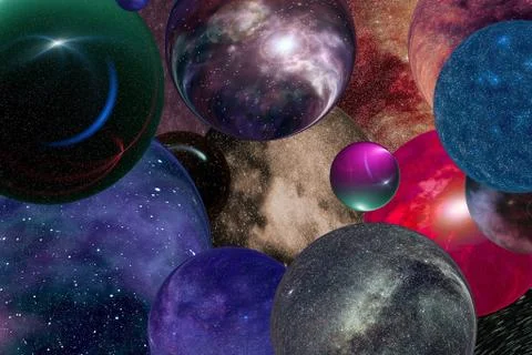 Universes multiple worlds Stock Illustration