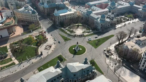 Universitate Square, Empty Street During Coronavirus Lockdown, Quarantined City Stock Footage 132282222