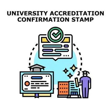 University accreditation confirmation process and educational standards Illustrazione stock