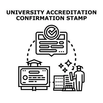 University accreditation confirmation process and educational standards 스톡 일러스트