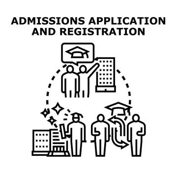 University admissions application and student enrollment process Stock Illustration