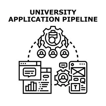 University application pipeline process system concept Stock Illustration