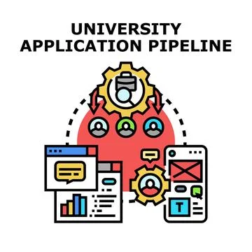 University application pipeline process system concept Stock Illustration