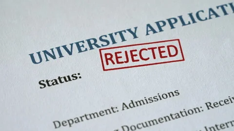 University Application Rejected Stamp Coming Down on Form Stock Footage 341130873