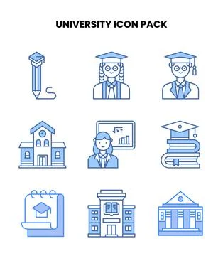 University Blue Scalable Icons Pack Stock Illustration