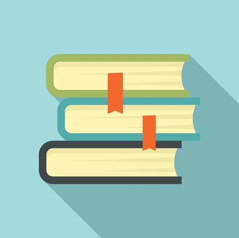 University book stack icon, flat style Stock Illustration