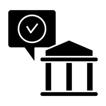 University building with check solid icon. Scool with tick vector illustration Stock Illustration