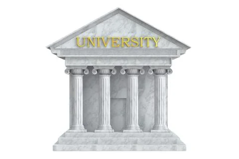 University building with columns, 3D rendering Ilustración de archivo