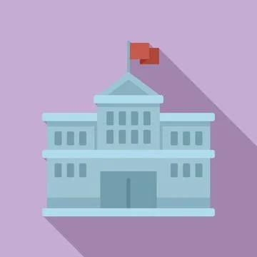 University building icon flat vector. School graduation Ilustración de archivo