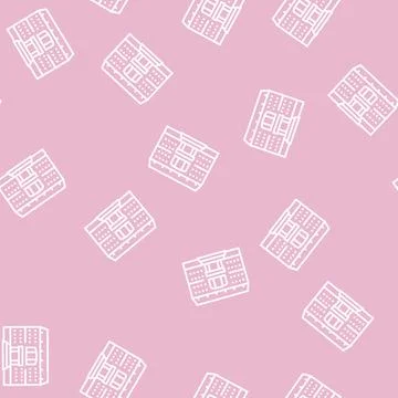 University building line seamless pattern Illustrazione stock