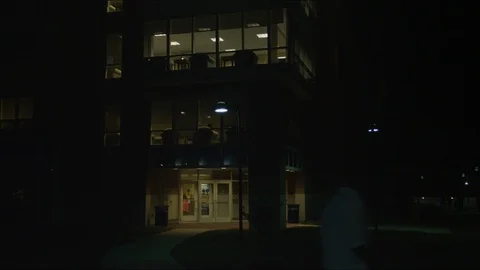 University Building Nighttime Stock Footage 100690271