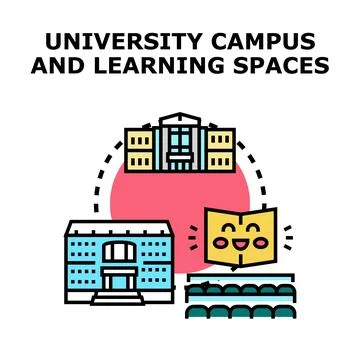 University campus and learning spaces vector illustration Stock Illustration