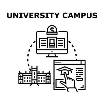 University campus online education program enrollment choosing course Stock Illustration