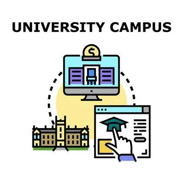University campus online education program enrollment choosing course Stock Illustration