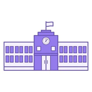 University Colored Icon. Vector Icon of Modern University Building. College.. Ilustración de archivo