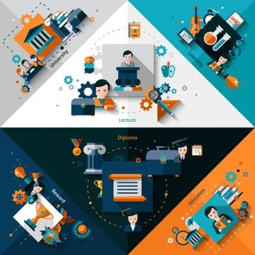 University Corners Set Stock Illustration