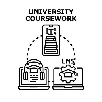 University coursework digital learning management system concept Stock Illustration