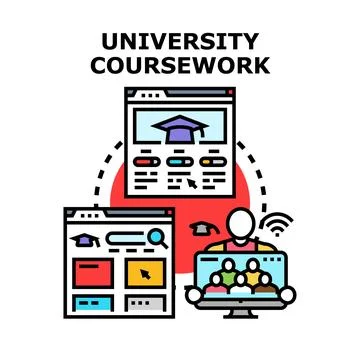 University coursework learning online education concept Stock Illustration