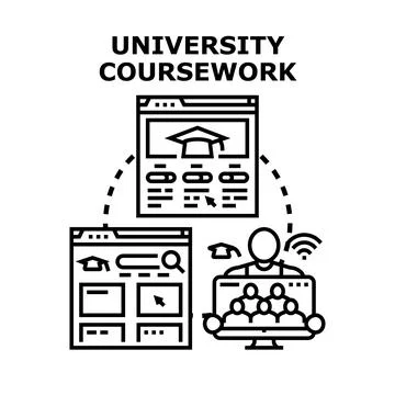 University coursework learning online education concept Illustrazione stock