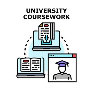 University coursework remote education learning process illustration Stock Illustration