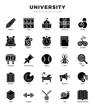 University elements. Glyph web icon set. Simple vector illustration. イラスト素材