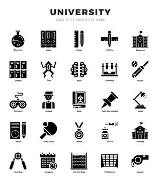 University elements. Glyph web icon set. Simple vector illustration. Stock Illustration