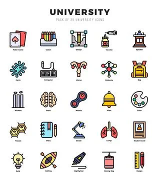 University elements. Lineal Color web icon set. Simple vector illustration. 스톡 일러스트