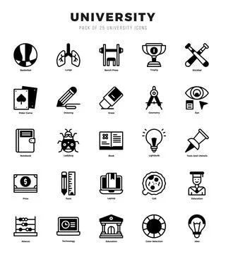 University elements. Lineal Filled web icon set. Simple vector illustration. Stock Illustration