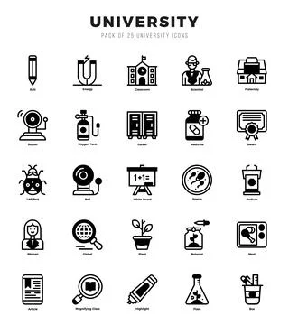 University elements. Lineal Filled web icon set. Simple vector illustration. Stock Illustration