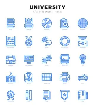 University elements. Two Color web icon set. Simple vector illustration. Stock Illustration