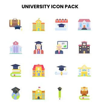 University Flat Bundle Icons Pack Stock Illustration
