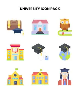 University Flat UI Icons Pack Stock Illustration