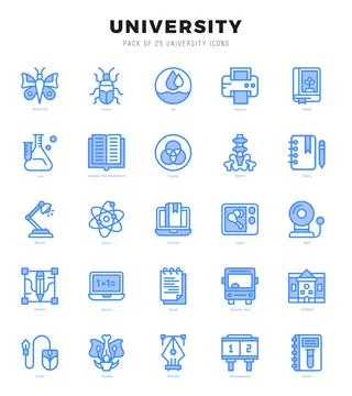 University Icon Pack 25 Vector Symbols for Web Design. イラスト素材
