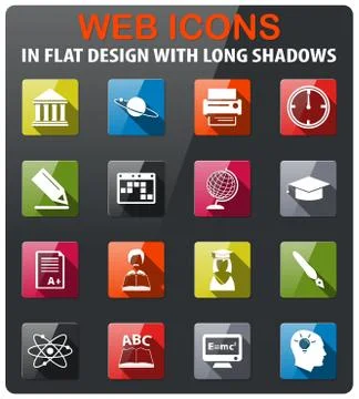 University icon set Stock Illustration