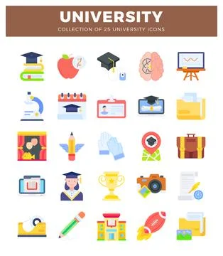 University icons. flat design. vector illustrations with educational and ac.. 스톡 일러스트