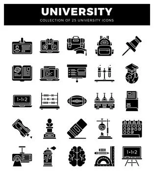 University icons on white background. vector illustration. 스톡 일러스트