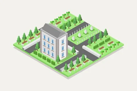 University isometric illustrator Stock Illustration