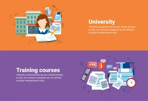 University Learning Training Courses Education Web Banner Stockillustratie