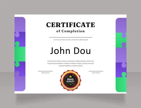 University lecturer workshop completion certificate design template Illustrazione stock