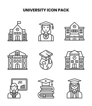 University Line Set Icons Pack イラスト素材