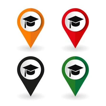 University location icon. Map pointer silhouette symbol. Stockillustratie