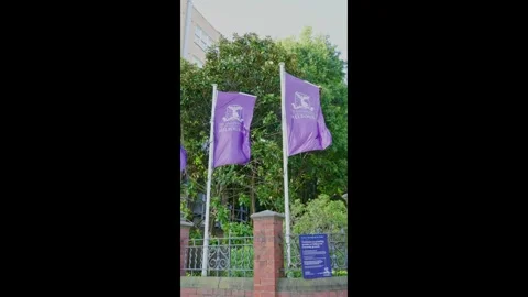 University of Melbourne Flags Flying on Campus Video stock 324693087