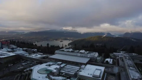 University on mountaintop with mountains in the background with clouds Stock Footage 172444051