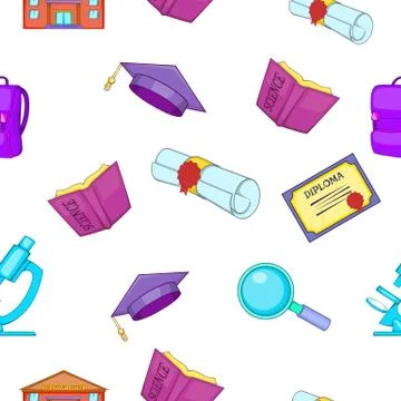 University pattern, cartoon style Illustrazione stock